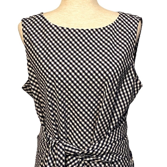 Ann Klein Mini‎ Check Print Midi Dress Blue White Size Large - Picture 3 of 12